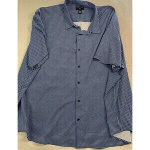 Shaquille ONeal Shirt Men Size 6XL Blue Geometric Pattern Button Up Short Sleeve
